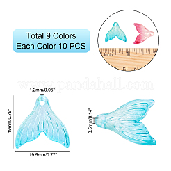 90 шт. 9 цвета прозрачные стеклянные подвески с распылительной росписью&nbsp;GLAA-PH0001-26