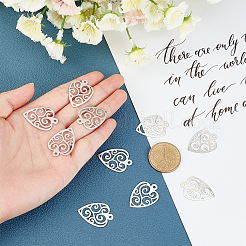 50 шт. оригинального цвета сердце с цветочным узором из нержавеющей стали 304 срез подвески&nbsp;STAS-UN0021-52P