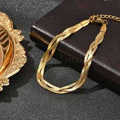 Браслеты из нержавеющей стали 304 с цепочками-елочками для женщин&nbsp;BJEW-B137-02G