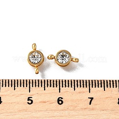 201 плоская круглая подвеска-соединитель из нержавеющей стали с кристаллами и стразами&nbsp;STAS-F318-04G