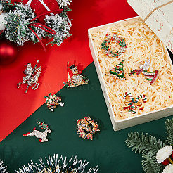 9 шт. 9 стиля брошь-булавка со стразами на рождественскую тематику&nbsp;JEWB-DC0001-33