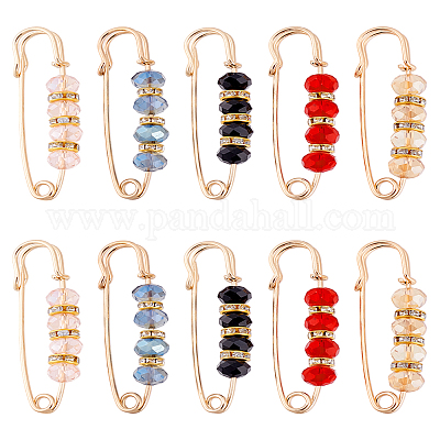 10 шт. 5-х цветные булавки для килта со стеклянными бусинами родель&nbsp;JEWB-LP0001-02-1