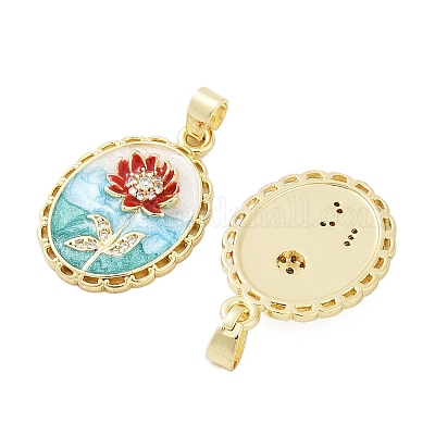 Латунные микропаве прозрачные подвески с фианитом&nbsp;LS-KK-L235-05C-G-1