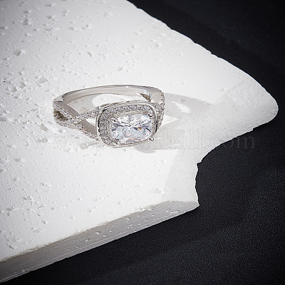 1 шт. латунные кольца с микропаве из прозрачного кубического циркония для женщин&nbsp;RJEW-LP0001-36-1