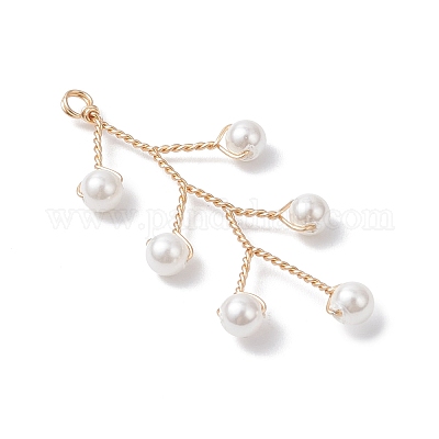 Подвески из медной проволоки с ракушками и жемчугом PALLOY-TA00324-1