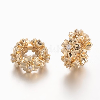 Экологичные стеллажи латунные фианиты европейские бусины&nbsp;KK-I606-17G-NR-1