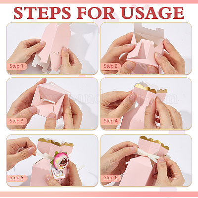 Прямоугольные бумажные коробки для хранения конфет с пластиковым цветком&nbsp;CON-WH0095-173-1