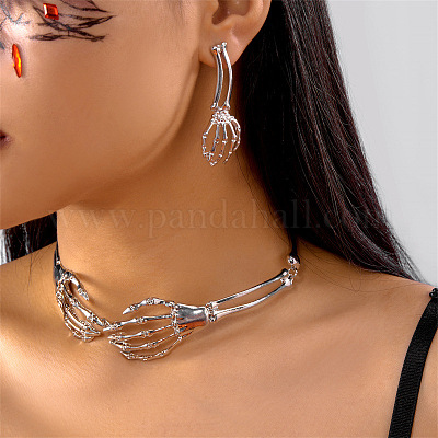 Ожерелья с подвесками и серьги-гвоздики из сплава для женщин SJEW-B021-01P-1