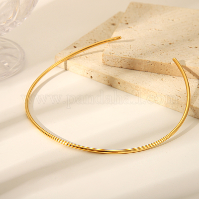 Простые круглые ожерелья-манжеты из нержавеющей стали 304 RC6869-3-1