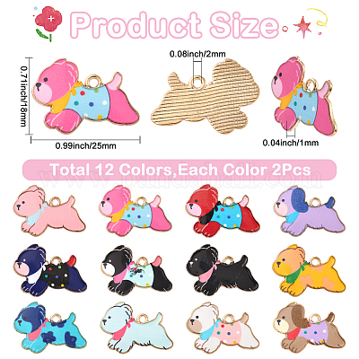 24шт 12 цвета подвески из цинкового сплава с эмалью&nbsp;ENAM-SC0007-28-1