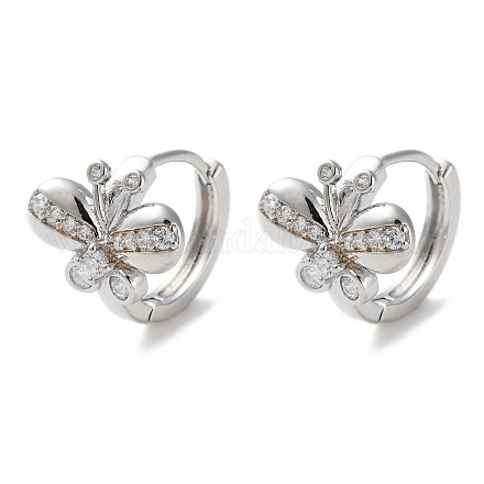 Латунные серьги-кольца из прозрачного кубического циркония EJEW-C121-15P-1