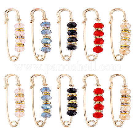 10 шт. 5-х цветные булавки для килта со стеклянными бусинами родель&nbsp;JEWB-LP0001-02-1