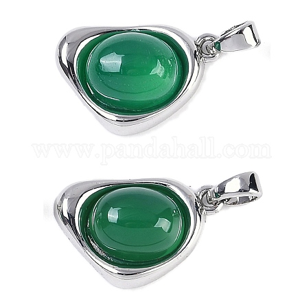 Подвески из натурального зеленого оникса-агата (окрашенного и нагретого) KK-U043-52P-01-1