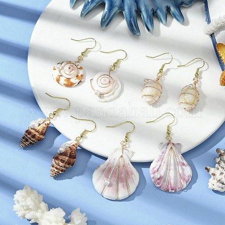 4 пара латунных сережек-подвесок EJEW-TA00605-1