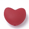 Food Grade Eco-Friendly Silicone Focal Beads, Heart, Red, 16x19x10mm, Hole: 2.5mm