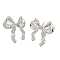 Rack Plating Brass Stud Earrings, Long-Lasting Plated, Lead Free & Cadmium Free, Bowknot, Platinum, 27.5x24mm