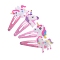 4Pcs 4 Style Cute Unicorn Children's Alloy Hair Clips, Snap Hair Clips for Girl, Hot Pink, 50x30mm