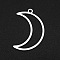 Tarnish Resistant 201 Stainless Steel Pendants, Moon Charm, Laser Cut, Stainless Steel Color, 26x18x1mm, Hole: 1.6mm