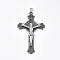 Alloy Big Pendants, Crucifix Cross, For Easter, Gunmetal & Platinum, 75.5x45x10mm, Hole: 8~10x3~4mm