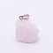 Natural Rose Quartz Pendants, with Alloy Accessories, with Platinum Peg Bail & Snap On Bails, Irregularity Shape, 26~32x20~28x16~20mm, Hole: 4x7.5mm