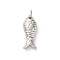 Brass Pendants, Fish, Rack Plating, Long-Lasting Plated, Cadmium Free & Lead Free, with Jump Ring, Platinum, 16.5x7x5mm, Hole: 3.5mm