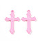 Opaque Acrylic Pendants, Cross, Pearl Pink, 36x22x3mm, Hole: 1.6~2mm, about 1040pcs/500g