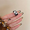 Alloy Enamel Finger Rings, Rabbit, Silver, Black, Inner Diameter: Adjustable