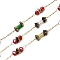 Handmade 304 Stainless Steel Glass Column Link Chains, Soldered, with 316 Stainless Steel Cable Chains & Spool, Ion Plating(IP), Real 18K Gold Plated, Beads: 5.5x4x3.5mm & 6x4x3.5mm