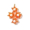 Imitate Austrian Crystal Glass & Glass Seed Beads Pendants, Rhombus, Faceted, Orange, 35.5x25x9mm, Hole: 2mm