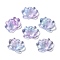 Transparent Glass Connector Charms, Lotus Flower Links, Medium Orchid, 15.5x20.5x7mm, Hole: 1.4mm
