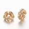 Eco-Friendly Rack Plating Brass Cubic Zirconia European Beads, Large Hole Flower Beads, Lead Free & Cadmium Free & Nickel Free, Golden, 11.5x6mm, Hole: 5mm