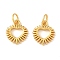 Brass Pendants, Heart Charms, Long-Lasting Plated, Lead Free & Cadmium Free, with Jump Ring, Real 24K Gold Plated, 12x10x2mm, Hole: 3mm
