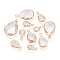 Brass Glass Pendants, Teardrop, Faceted, Clear, 12~23.5x6.5~15.5x3.5~6.5mm, Hole: 1.8~2.2mm