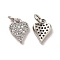 Rack Plating Brass Micro Pave Clear Cubic Zirconia Pendants, Long-Lasting Plated, Cadmium Free & Lead Free, with Jump Ring, Heart, Platinum, 10.5x7.5x2mm, Hole: 3.5mm