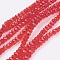 Transparent Glass Beads Strands, Faceted, Rondelle, Red, 3x2mm, Hole: 0.5mm, about 135~140pcs/strand, 32~34cm