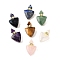 Natural Mixed Stone Perfume Bottle Pendants, with 304 Stainless Steel Findings, Faceted, Triangle Charms, Golden, 39~40x25x11~12mm, Hole: 1.9mm