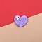 Opaque Cute Resin Cabochons, Smiling Face Cabochons, Heart Shape, Lilac, 26x21mm