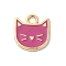 Rack Plating Alloy Enamel Charms, Cadmium Free & Lead Free, Light Gold, Cat Shape Charm, Pale Violet Red, 14.5x13x1mm, Hole: 2.5mm
