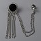 Flat Round Rhinestone Hanging Chain Brooch with Enamel, Alloy Tassel Lapel Pin for Suit Shirt Collar, Platinum, 165x2.5mm