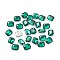 Pointed Back Glass Rhinestone Cabochons, Faceted, Rectangle Octagon, Med.Emerald, 10x8x3.5mm