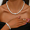Imitation Pearl Round Beaded Necklaces & Stud Earrings & Bracelets Sets for Women, Platinum, 420mm