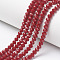 Opaque Solid Color Glass Beads Strands, Faceted, Rondelle, FireBrick, 10x8mm, Hole: 1mm, about 60~61pcs/strand, 46~48cm