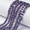 Electroplate Transparent Glass Beads Strands, Half Rainbow Plated, Faceted, Rondelle, Dark Violet, 8x6mm, Hole: 1mm, about 60~62pcs/strand, 39~40cm