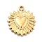 Ion Plating(IP) 304 Stainless Steel Pendants, Heart, Real 14K Gold Plated, 22.5x19.5x2.5mm, Hole: 1.5mm