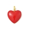 Brass Enamel Pendants, Heart Charm, Golden, Red, 19x15x4.5mm, Hole: 4x2.5mm