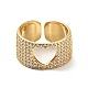 Открытое кольцо-манжета в форме сердца из прозрачного кубического циркония RJEW-G255-04B-G-2