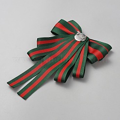 Женские броши с бантом из полиэстера и сплава со стразами&nbsp;JEWB-WH0039-12A