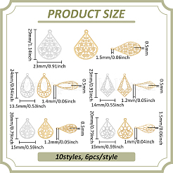 60шт 10 стиля латунные подвески&nbsp;KK-PH0013-44