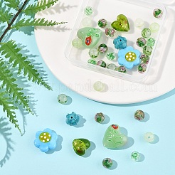 38 шт. 9 стиля стеклянных бусин ручной работы из серебряной фольги&nbsp;FOIL-FS0001-38