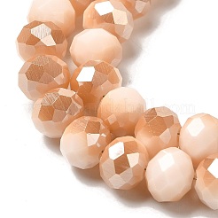 Гальванизировать непрозрачные сплошной цвет стеклянные бусы пряди&nbsp;EGLA-A034-P4mm-K07